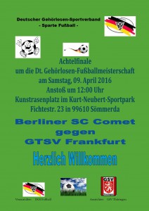 Plakat Berliner SC Comet gegen GTSV Frankfurt